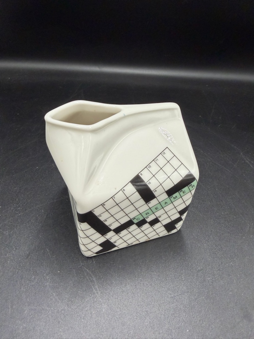Rare FISHS EDDY New York Times Crossword Puzzle Ceramic Creamer